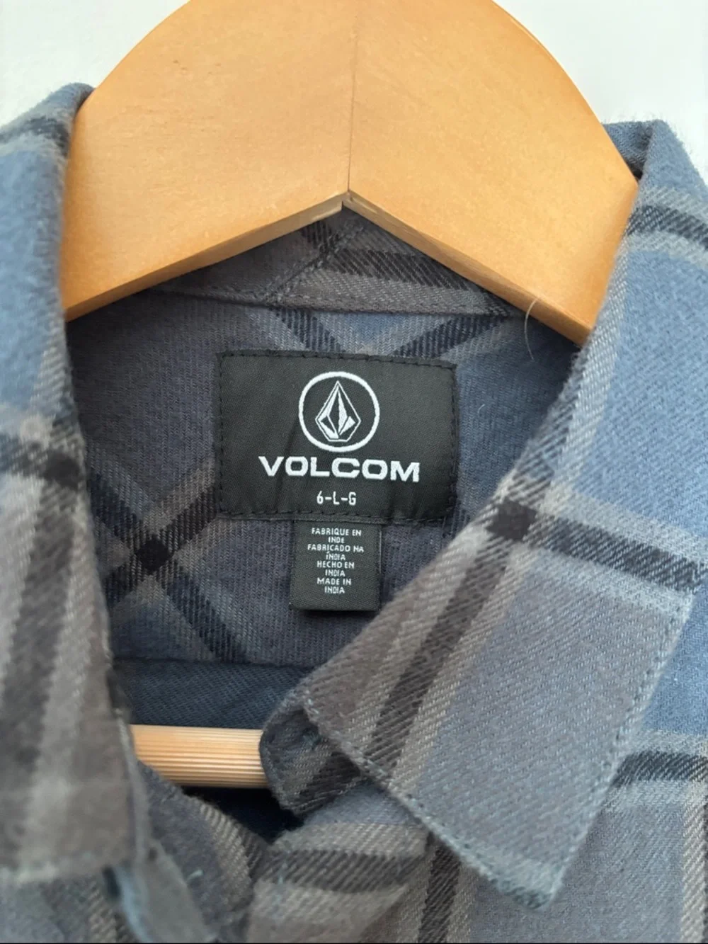 Volcom Blue and Gray Plaid Button-Down Shirt